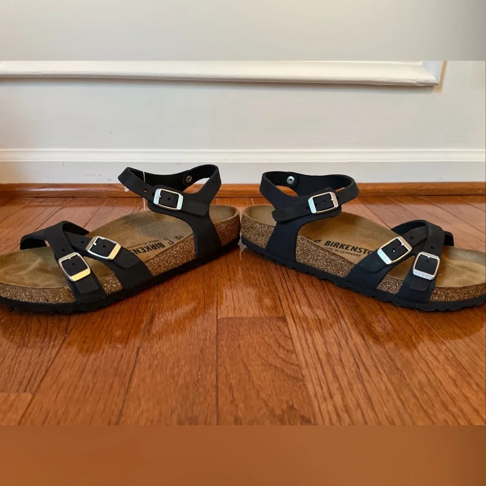 Birkenstock Women's Sz EUR 38 US W 7-7.5 Black Kumba Oiled Leather Sandals - Picture 6 of 8